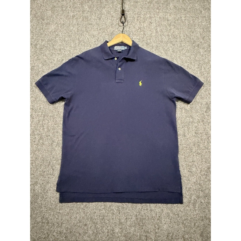 Polo Ralph Lauren Mens Polo Shirt Navy Blue Terry Cotton Preppy Short Sleeve L